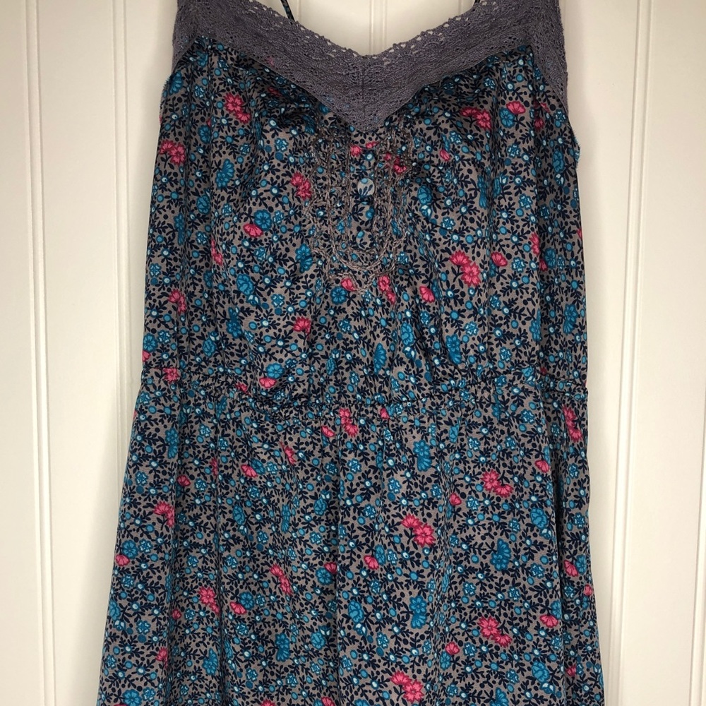 Floral silk dress with crossback straps